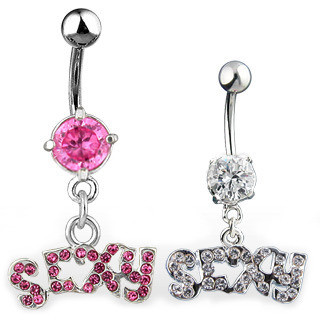 Sexy CZ Flare Navel Ring (Belly / Body Jewelry) Steel