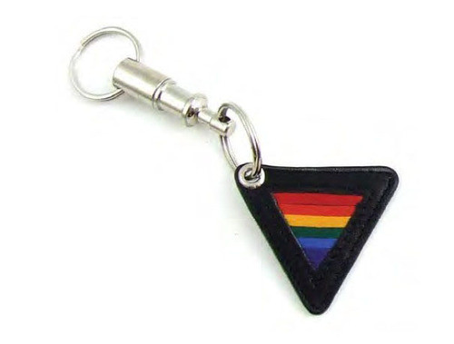 Leather Black And Rainbow Triangle Keychain - Gay Pride - Lgbt Lesbian Pride Gifts
