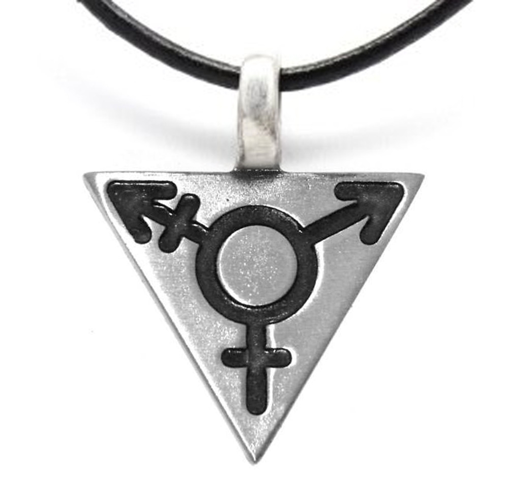 Transgender Necklace Male And Female Symbol Triangle Pendant Silver