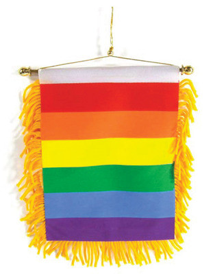 Gay Pride Rear View Mirror Banner Flag - Rainbow Car Pride Flag