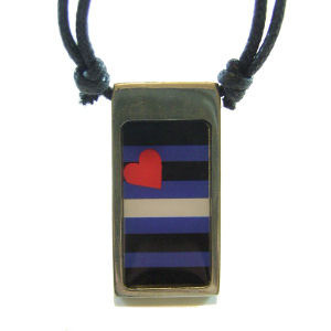 Leather Pride Rectangular Flag Pendant - Gay Pride Pewter Necklace