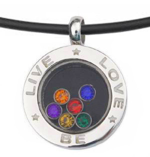 Live Love Be - Rainbow Circular Glass Pendant - Gay and Lesbian LGBT Pride Necklace