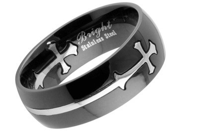 Black Celtic Cross Ring - Top Quality 316l Stainless Steel Band