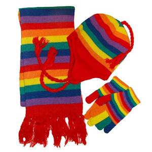 Gay Pride Winter Set (rainbow, Hat Gloves & Scarf) - Lgbt Gay And Lesbian Pride Apparel And Clothing