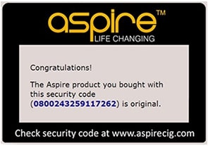 Aspire Cleito tank secuirty code Aspire Cleito tank security code