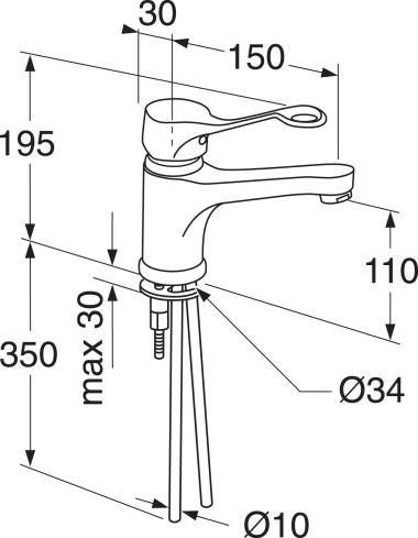 Mixer tap with long rotatable spout and ring-shaped operating lever