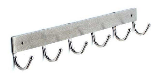 Coat Hooks heavy duty steel wall-mounted 6 coat hooks short rail 152-400 Coat Hooks heavy duty steel wall-mounted 6 coat hooks short rail 152-400