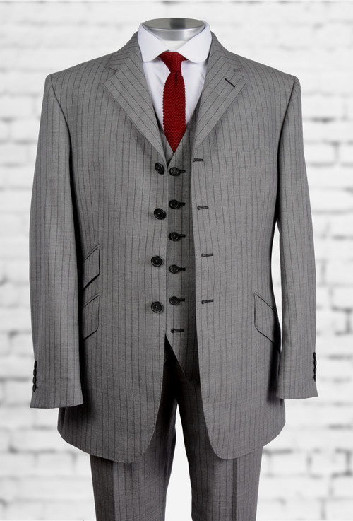 Grey Black Chalk Stripe Suit Bookster Tailoring