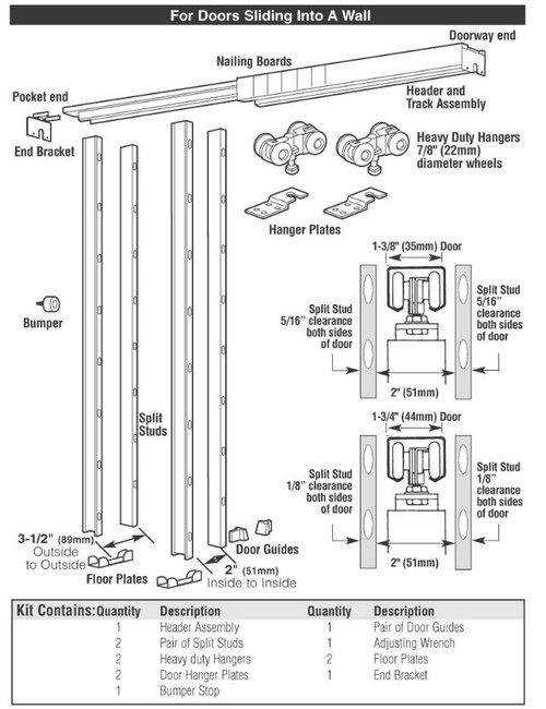 Hager Pocket Door Kit9630