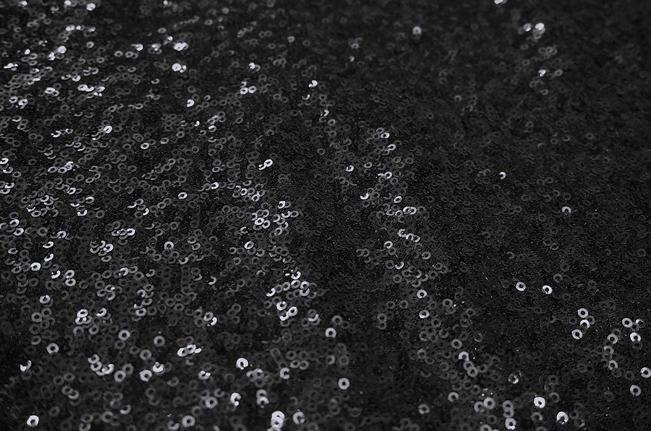 Seaweed Sequin Fabric - Black - Bangkok Thai Silk