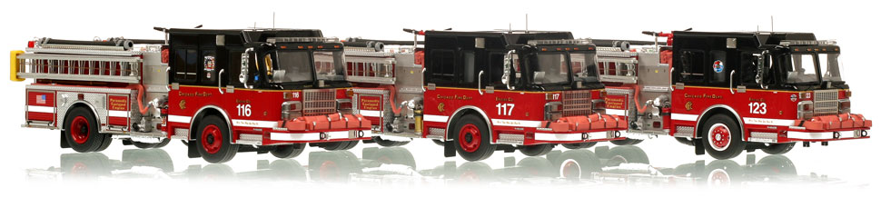 Chicago Fire Department Spartan Engines 116, 117 & 123. Chicago Fire Department Spartan Engines 116, 117 & 123.
