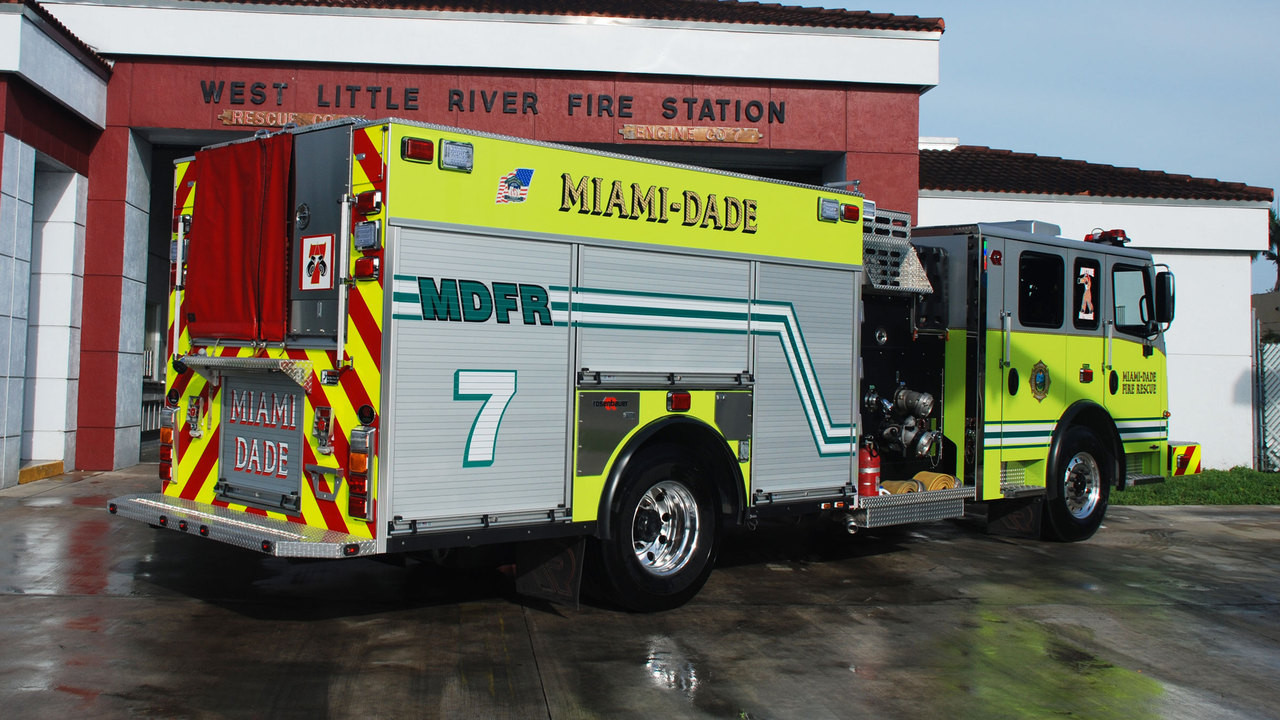 Fire Replicas Miami-Dade Fire Rescue Rosenbauer Engine Scale Model