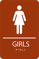 girl s ada restroom sign with braillle