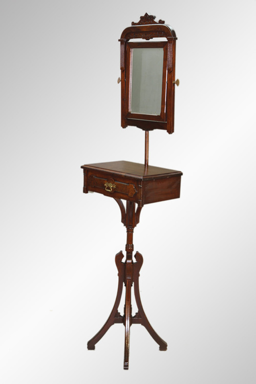 SOLD Antique Victorian Burl Walnut Gentleman's Shaving Stand - Maine Image 1 - SOLD Antique Victorian Burl Walnut Gentleman's Shaving Stand - Maine