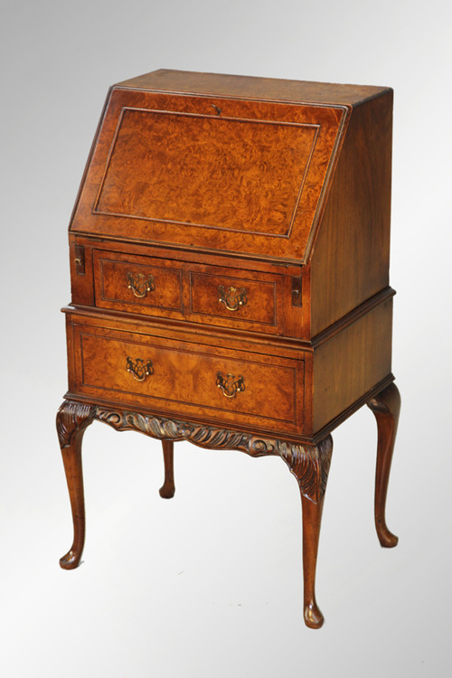 SOLD Antique Burl Walnut Petite Slant Top Ladies Desk - Maine Image 1 - SOLD Antique Burl Walnut Petite Slant Top Ladies Desk - Maine