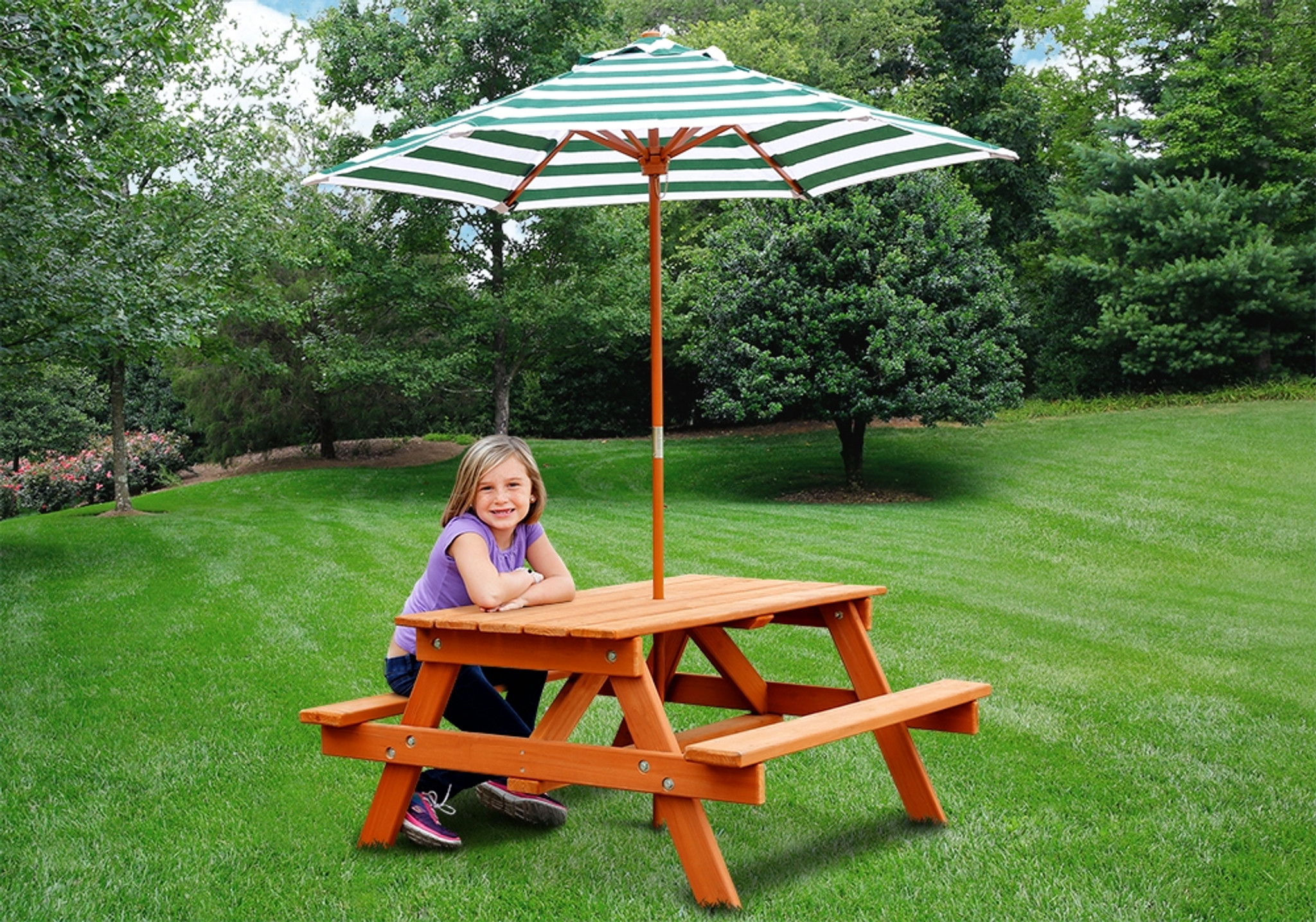 Sturdy Wooden Children's Picnic Table at GorillaPlaysets.com