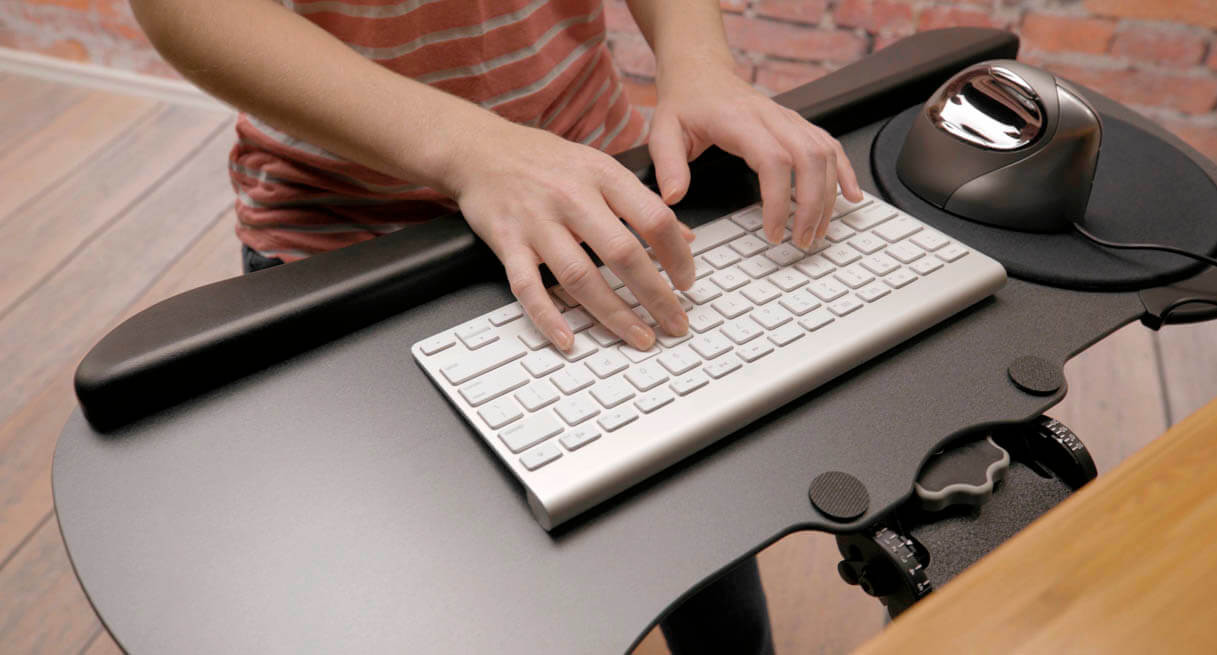 standing desk converter with adjustable keyboard tray