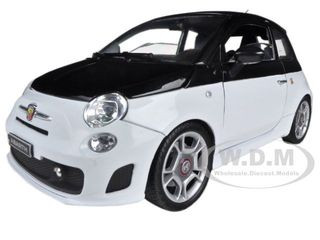 FIAT ABARTH 500 WHITE & BLACK 1/18 DIECAST CAR MODEL BY MOTORMAX