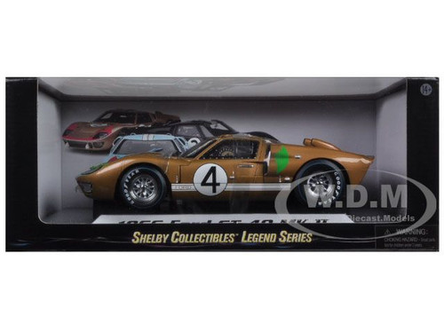 1966 Ford GT-40 MK 2 Gold #4 1/18 Diecast Car Model Shelby