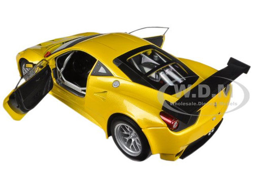 Ferrari 458 Italia GT2 Yellow 1/18 Diecast Car Model by Hot Wheels