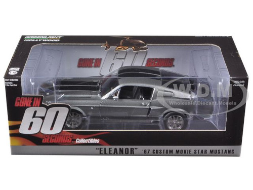 1967 Ford Mustang Custom Eleanor Gray Metallic with Black Stripes Gone  in 60 Seconds (2000) Movie 1/18 Diecast Model Car by Greenlight
