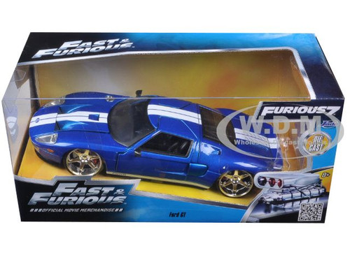 Jada 97177 Fast & Furious 7 Ford GT 40 1/24 Diecast Car Blue With White Stripes for sale online