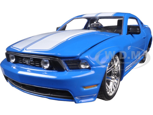 2010 Ford Mustang GT Blue With White Stripes 1/24 Diecast Model