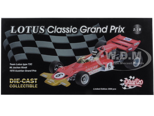 Lotus 72C #6 Jochen Rindt 1970 Austrian Grand Prix 1/18 Diecast Model Car  by Quartzo