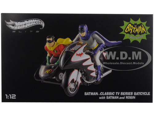 Batman Classic TV Serie Batcycle mit 2 Figuren 1:12 Hot Wheels Elite CMC85 Robin 