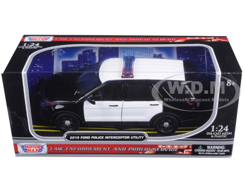1/24 MOTORMAX Ford Police Interceptor Concept Diecast Black White Concept 76925 