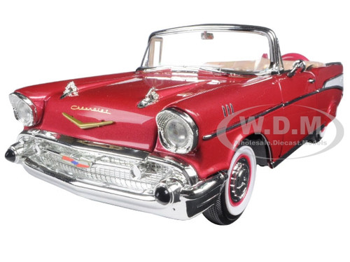 1957 CHEVROLET BEL AIR CONVERTIBLE RED 1/18 DIECAST MODEL ROAD