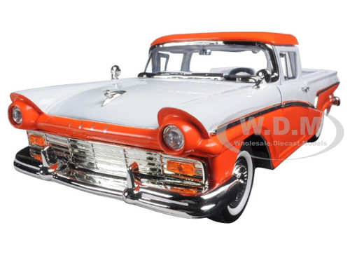 1957 Ford Ranchero Pickup Orange and White 1/18 Diecast Model Car by Road  Signature