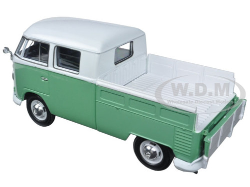 Volkswagen Type 2 (T1) Double Cab Pickup Truck White and Green 1/24 ...