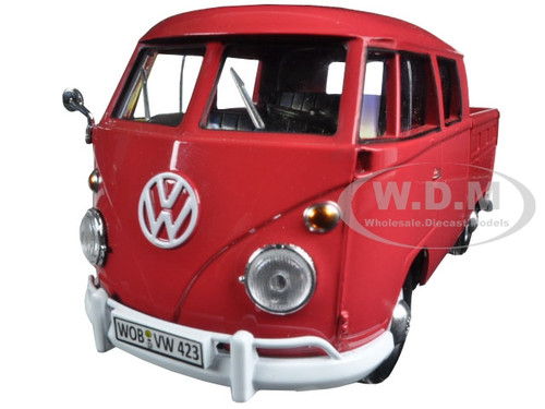 VOLKSWAGEN TYPE 2 (T1) DOUBLE CAB PICKUP TRUCK WAX RED 1:24