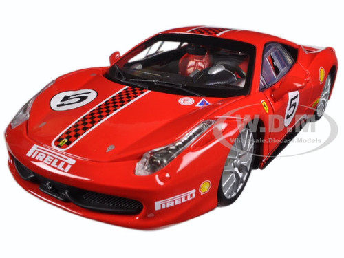 FERRARI 458 CHALLENGE #5 RED 1/24 DIECAST MODEL CAR BY BBURAGO