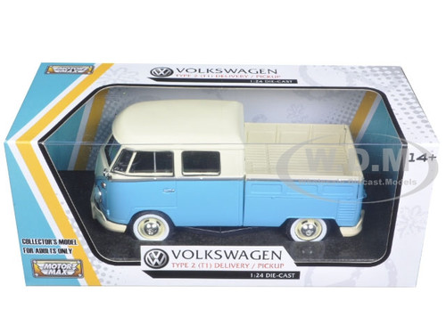 Motormax Volkswagen Type 2 T1 Delivery Pickup Truck 1:24 79343 Light Blue Cream 