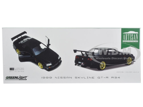 1999 Nissan Skyline Gt-r R34 Black 1/18 Diecast Model Car by Greenlight 19030 for sale online
