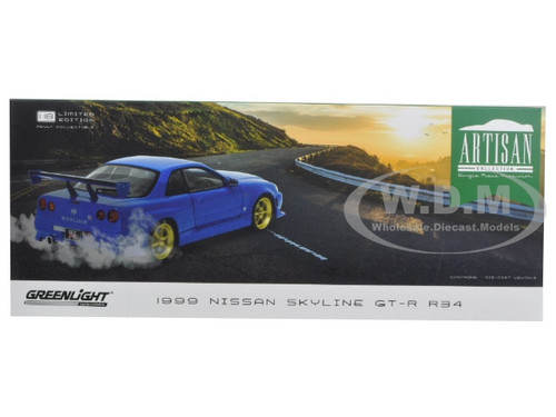1/18 Greenlight 1999 Nissan Skyline GT-R R34 Diecast Model Car Blue 19032 