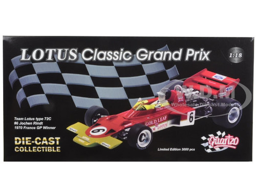 Lotus 72C #6 Jochen Rindt 1970 France Grand Prix Winner Limited Edition to  3000pcs 1/18 Diecast Model Car by Quartzo