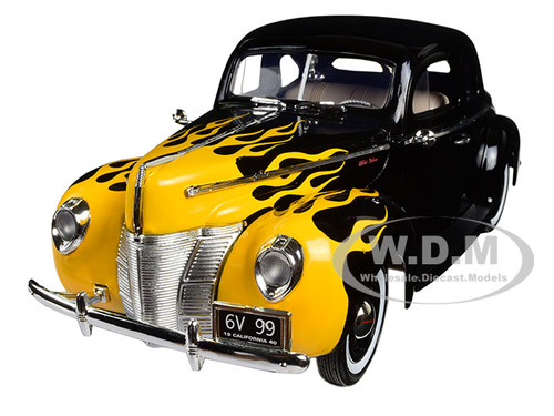 1940 Ford Deluxe Black with Yellow Flames 