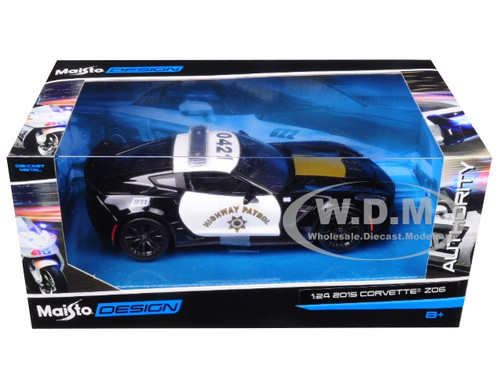Maisto 1:24 Authority 2015 Corvette Z06 Highway Patrol Police Diecast Car 32516