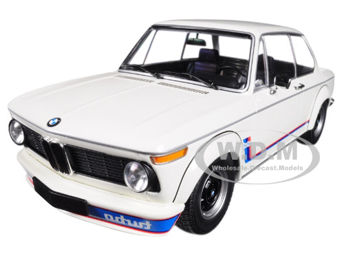 1973 BMW 2002 Turbo White with Stripes 1/18 Diecast Model Car by Minichamps