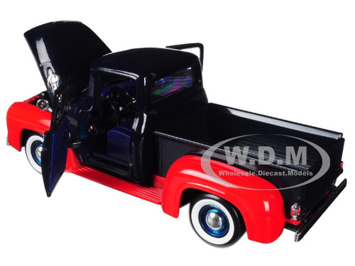 1956 Ford F-100 Pickup Truck Gulf Dark Blue Red 1/24 Diecast