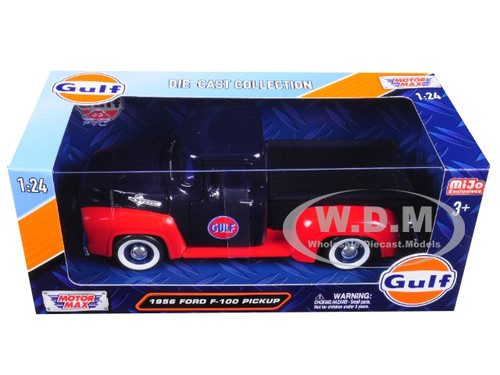 1956 Ford F-100 Pickup Truck Gulf Dark Blue Red 1/24 Diecast