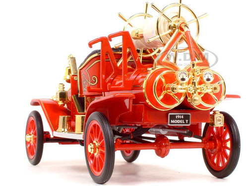 1914 FORD MODEL T FIRE ENGINE TRUCK RED 1/18 DIECAST ROAD