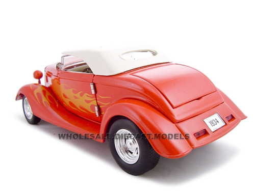 1934 Ford Custom Convertible Hot Rod Orange 1/24 Diecast Car