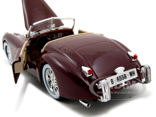 1951 Jaguar XK 120 Roadster Burgundy 1/24 Diecast Model Car