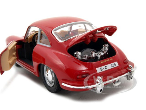 1961 Porsche 356 B Coupe Red 1/24 Diecast Model Car by Bburago