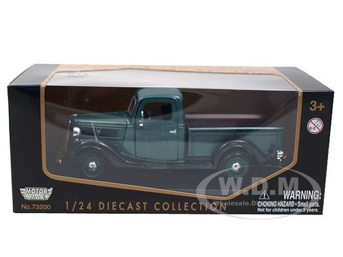 1937 Ford Pickup Truck Green and Black 1/24 Diecast Model Car by Motormax