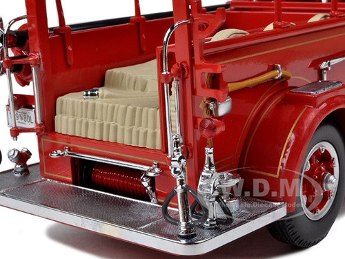 1935 Mack Type 75BX Fire Engine Truck Red with Accessories 1/24 Diecast  Model by Road Signature
